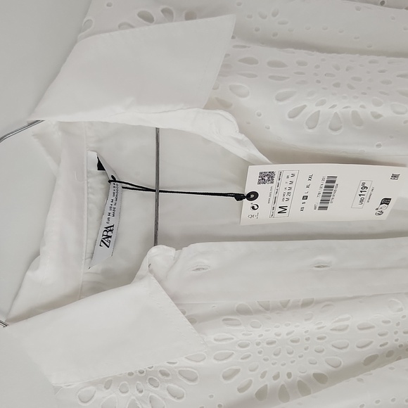 Zara Eyelet White Dress NWT - Picture 7 of 9